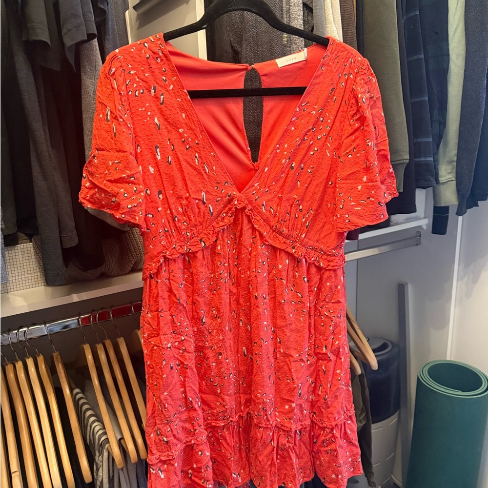 Lush Vibrant Red Patterned Top